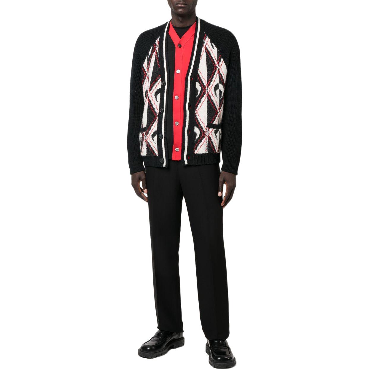 Lookbook Marine Serre FW22 黑色V領格紋羊毛毛衣 T291FW22XKNIWO03000