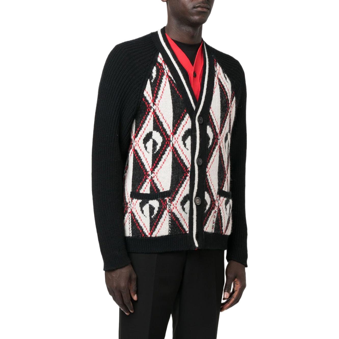 Purchase Marine Serre FW22 黑色V領格紋羊毛毛衣 T291FW22XKNIWO03000