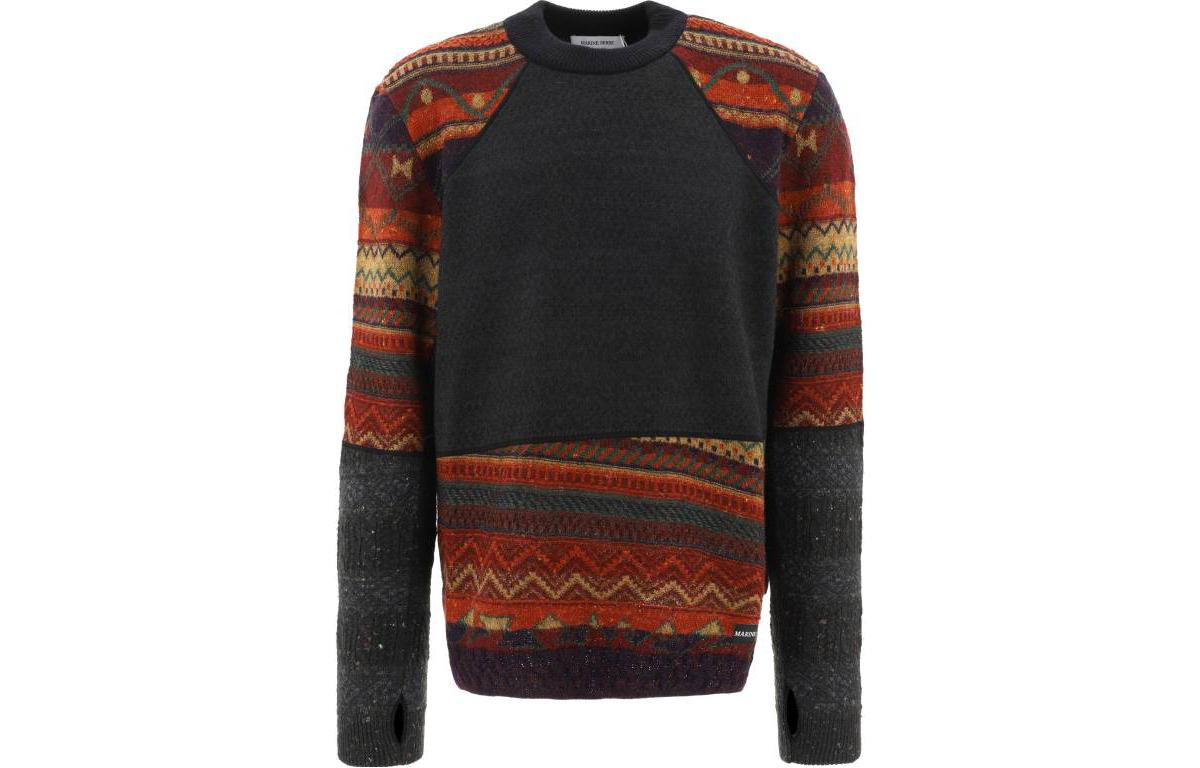 Marine Serre FW22  Casual Knit Crewneck Long Sleeve Sweater Multicolor T225FW22MUOTHWO000310MARRONE