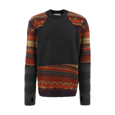 Marine Serre FW22 Casual Knit Crewneck Long Sleeve Sweater Multicolor T225FW22MUOTHWO000310MARRONE