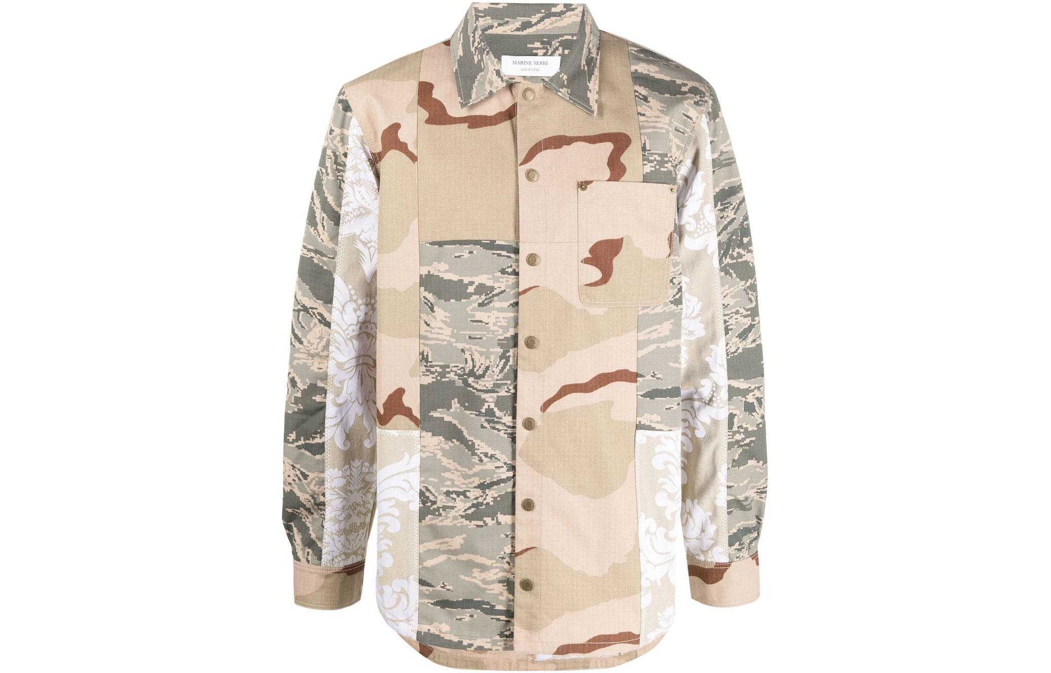 Marine Serre FW22 Beige Patchwork Single-Breasted Long Sleeve Jacket Unisex J069FW22XUWOVCO002509BEIGE