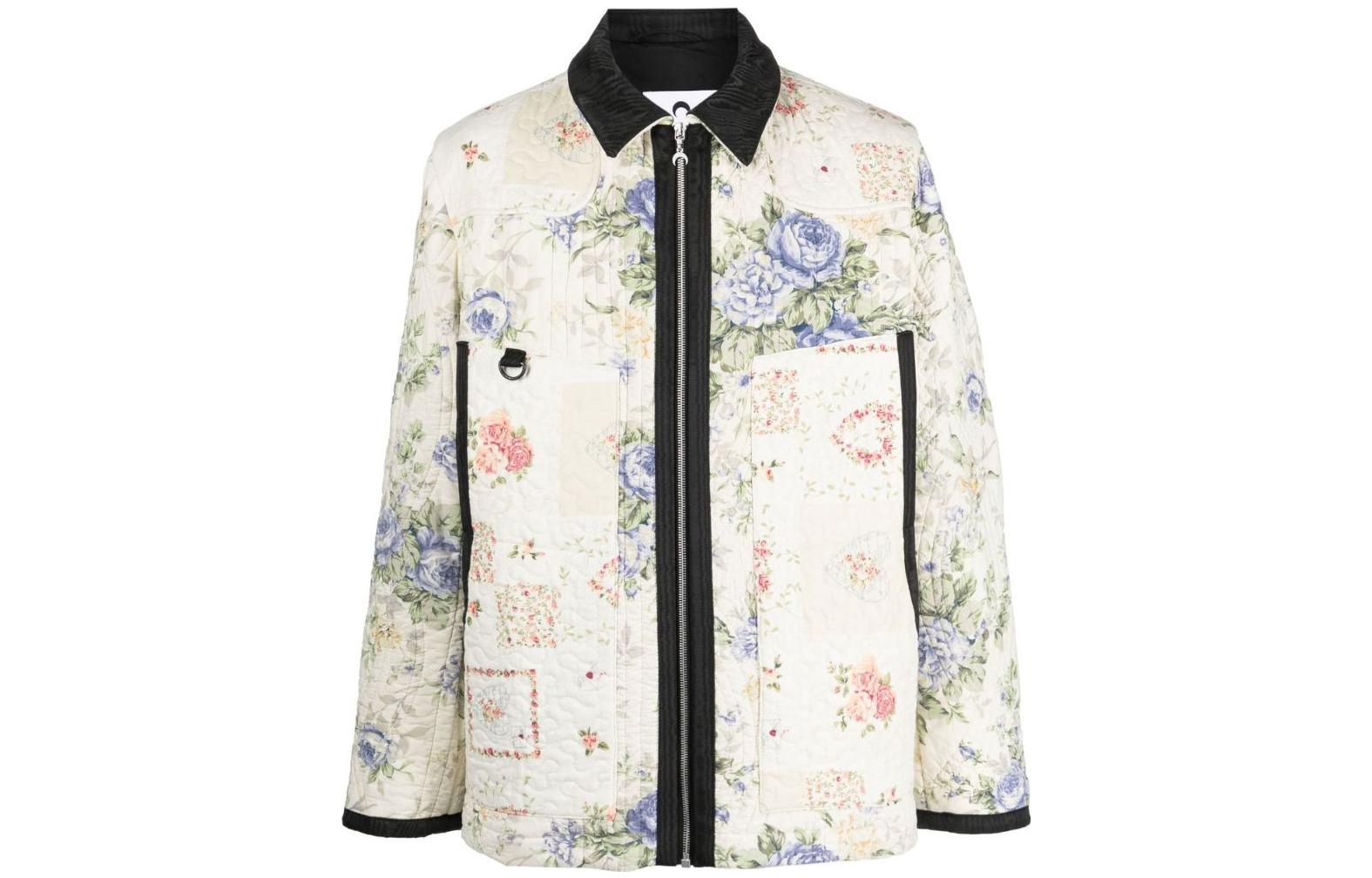 Marine Serre FW22 Floral Zip-Up Jacket White Mens J093FW22MUCO0074