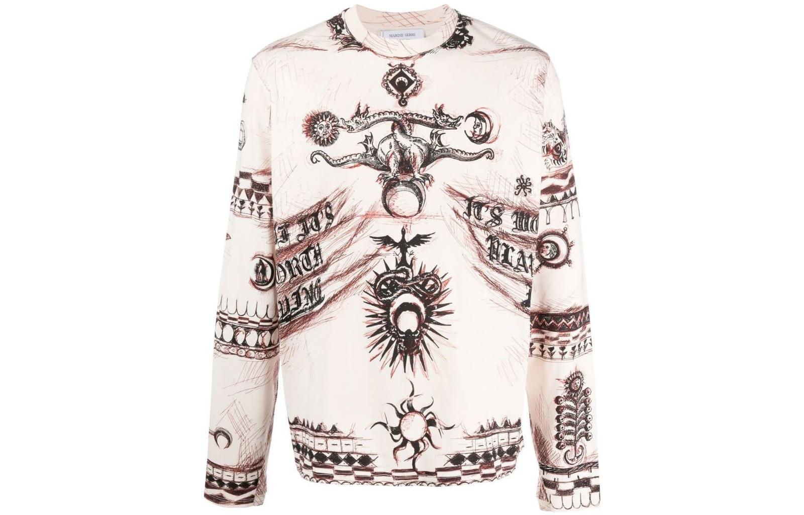 Marine Serre FW22 Graphic Print Long Sleeve Sweatshirt White (Men’s) T281FW22MVIA201PLAI01