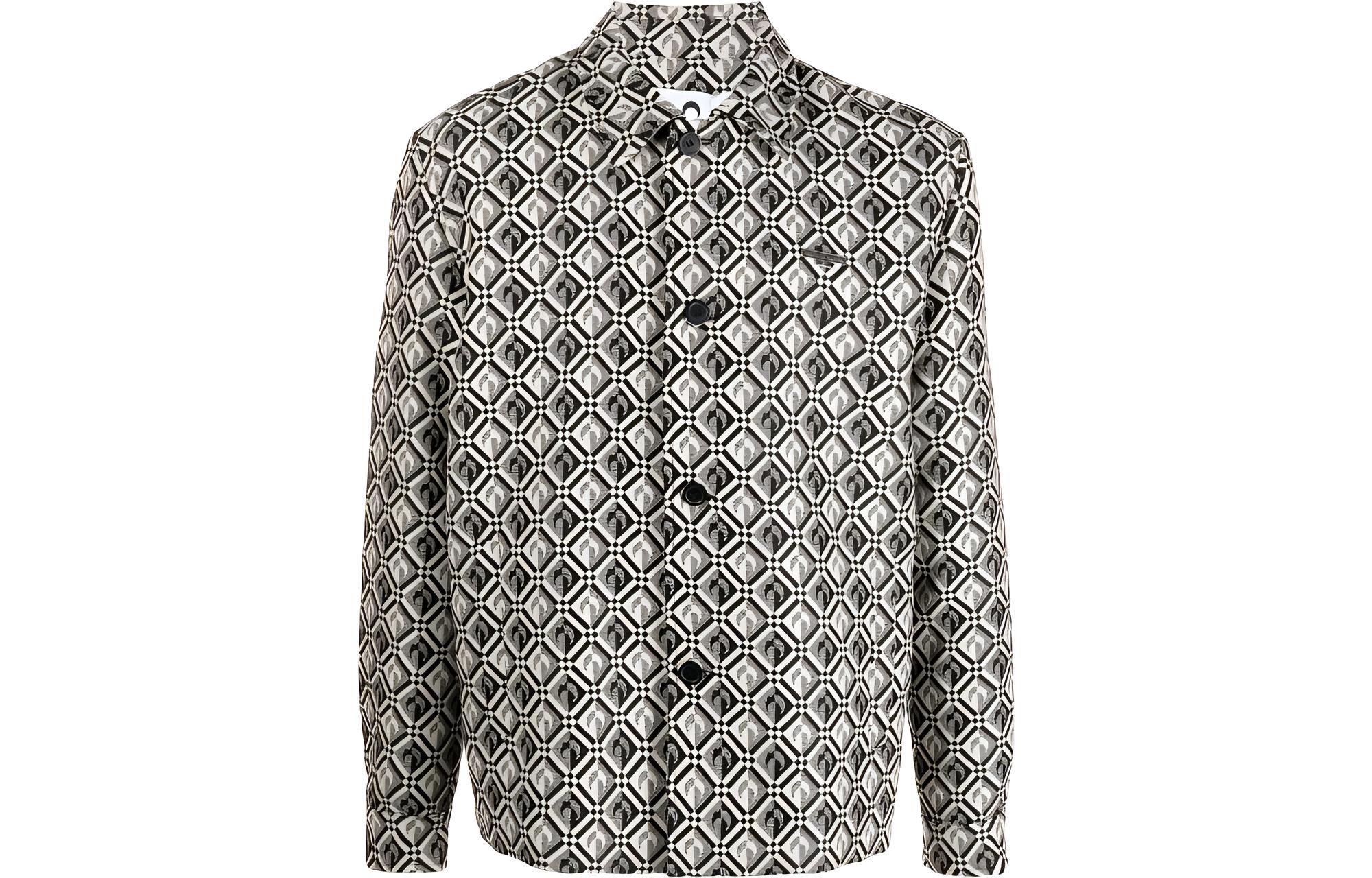 Marine Serre FW22 Quilted Collar Jacket for Men Multicolor Patchwork J094FW22MWOTWO00200