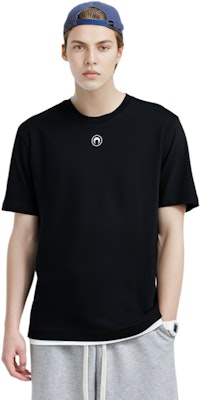 Marine Serre FW23 新月印花黑色短袖圓領T恤 男款 MTO096BK99 3