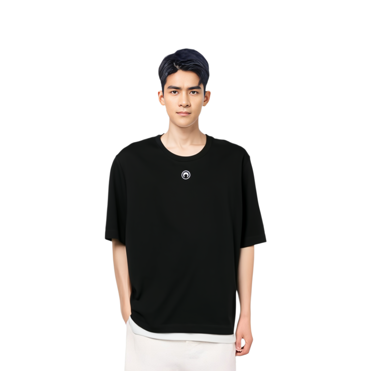 Details for Marine Serre FW23 新月印花黑色短袖圓領T恤 男款 MTO096BK99