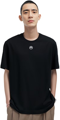 Marine Serre FW23 新月印花黑色短袖圓領T恤 男款 MTO096BK99 1