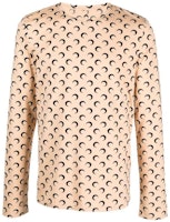 Marine Serre FW23 Crewneck Long Sleeve T-Shirt Beige with Moon Print MTO091TA10 Marine Serre FW23 Crewneck Long Sleeve T-Shirt Beige with Moon Print MTO091TA10