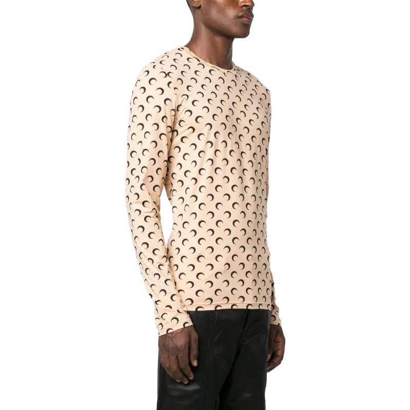 Purchase Marine Serre FW23 米色月亮印花長袖圓領T恤 MTO091TA10