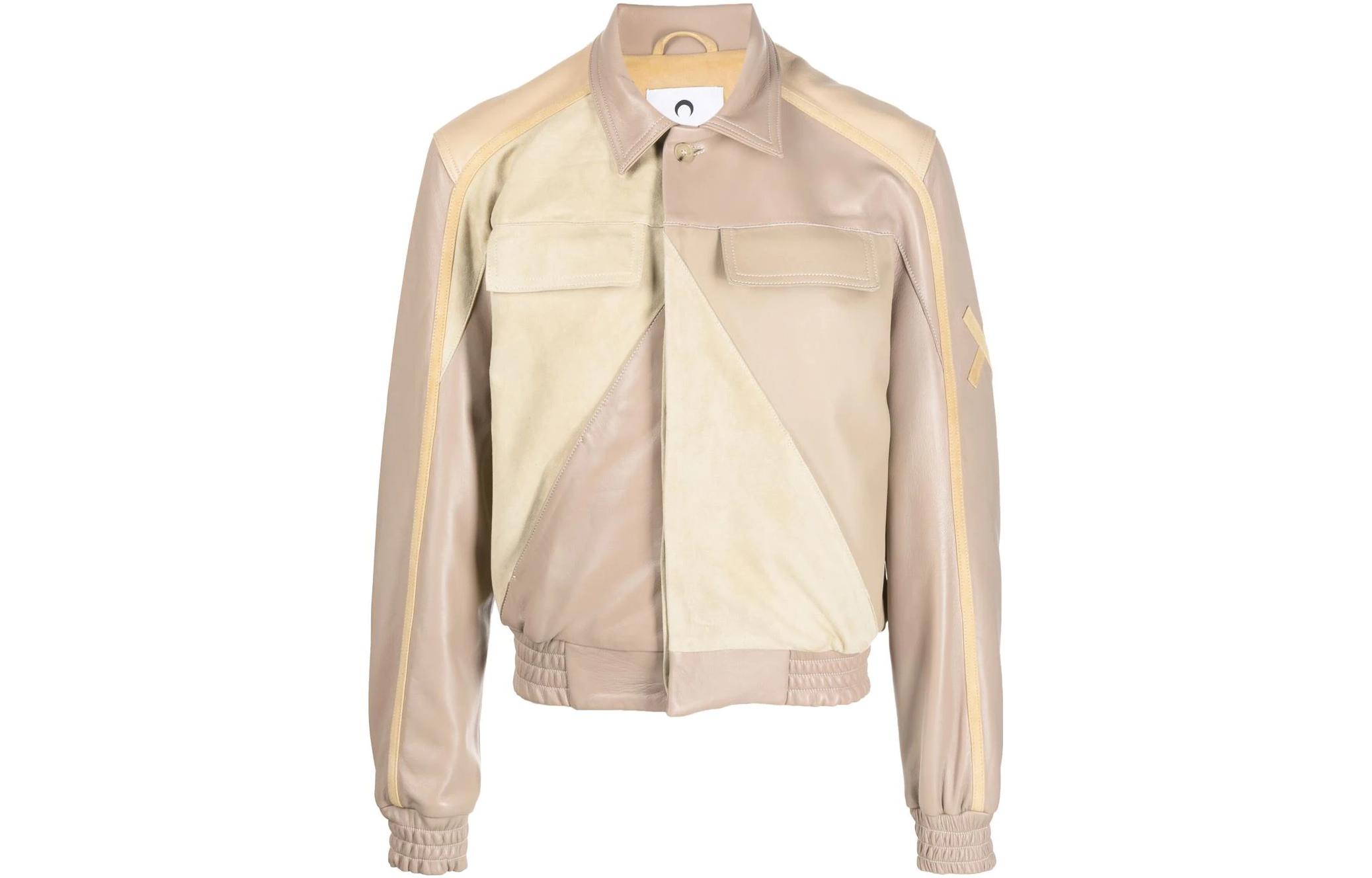 Marine Serre FW23 Patchwork Leather Jacket - Beige J105SS23MULEALE011