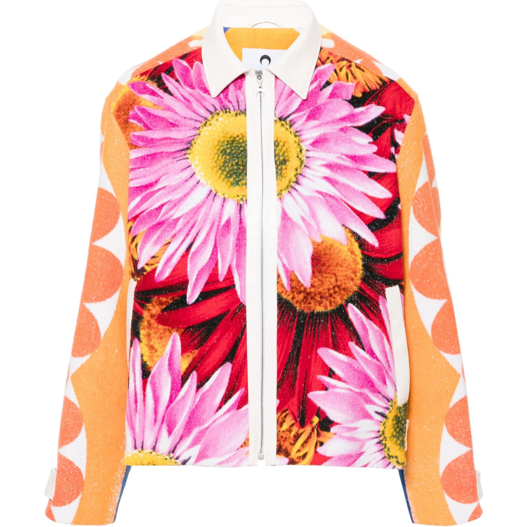 Marine Serre FW24 Pink Jacquard Full-Zip Comfort Long Sleeve Jacket - MJA051MU00-PINK