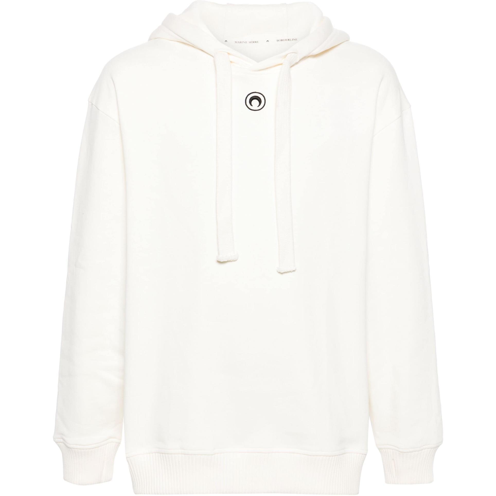 Marine Serre FW24 White Unisex Oversized Cotton Hoodie Sweatshirt UST015CJER0013S24-WHITE