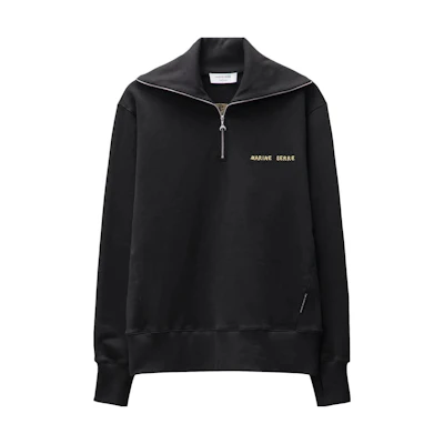 Marine Serre Logo Hooded Long Coat Jacket Black C055FW22X00