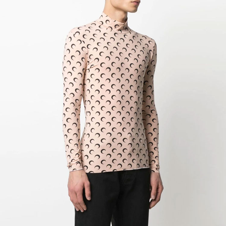 Lookbook Marine Serre 月亮印花修身高領長袖上衣 米色 男款 T088ICONM09