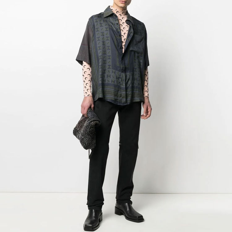 Purchase Marine Serre 月亮印花修身高領長袖上衣 米色 男款 T088ICONM09