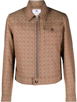 Marine Serre Patterned Zip-Up Jacket Brown Long-Sleeve Collared Outerwear MJA018CWOV0021-BG60 Marine Serre Patterned Zip-Up Jacket Brown Long-Sleeve Collared Outerwear MJA018CWOV0021-BG60