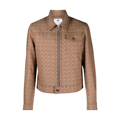 Marine Serre Solid Button Leather Jacket Black J086MULEALE02100