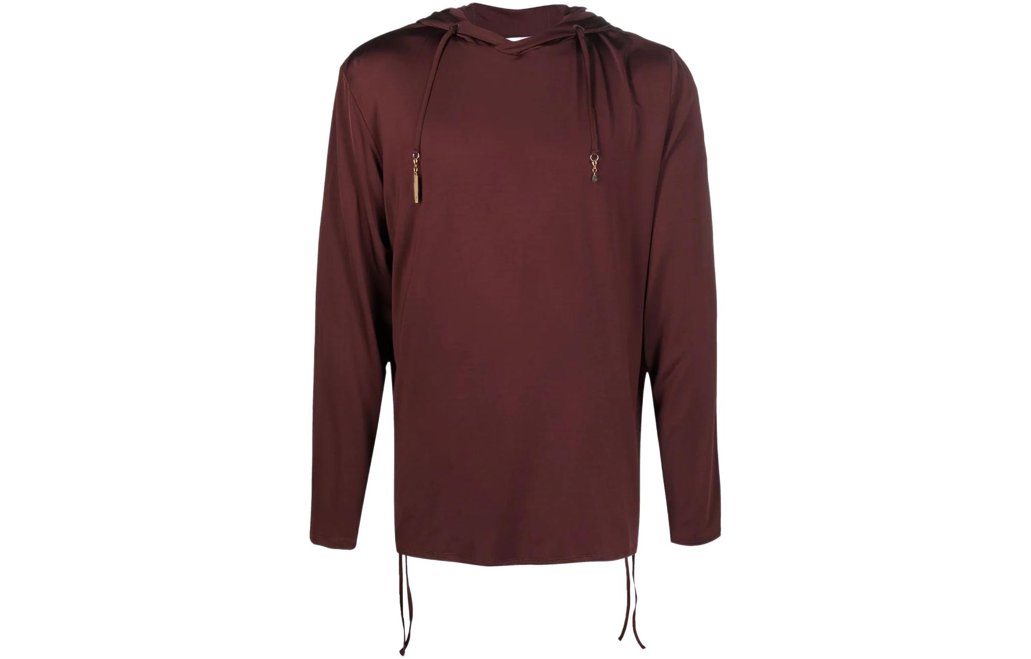 Marine Serre SS22 Brown Monochrome Streamlined Hoodie with Pendant Detail Men T264SS22M08