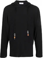 Marine Serre SS22 Embellished Black Long-Sleeve Hoodie for Men T18000 Marine Serre SS22 Embellished Black Long-Sleeve Hoodie for Men T18000