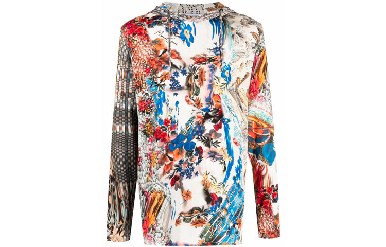 Marine Serre SS22 Floral Print Hoodie Multicolor () T264SS22MJERVI03411