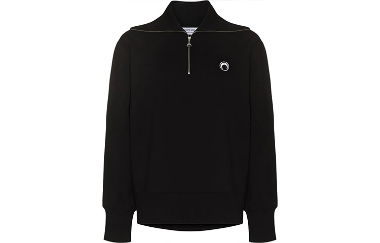 Marine Serre SS22 Lunar Reading Half-Zip Pullover Sweatshirt Black () T134SS22XBLACK
