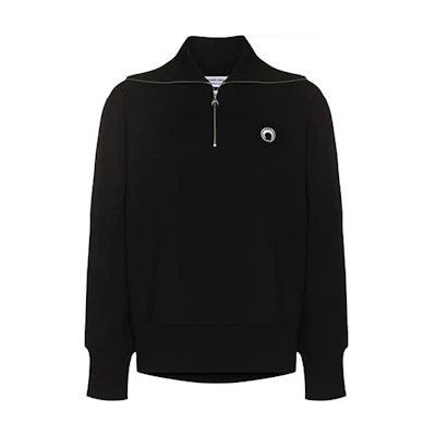 Marine Serre SS22 Navy Moon Print Contrast Stitch Crewneck Sweatshirt Men T261SS22XNAVY