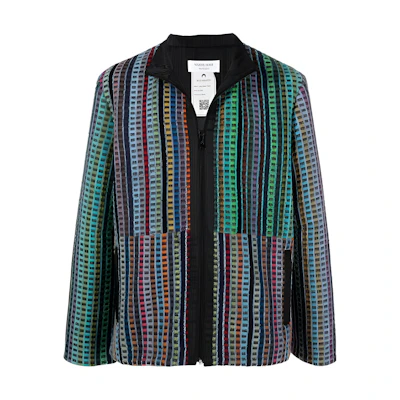Marine Serre SS23 Black Jacquard Diamond Pattern Long Sleeve Jacket J094SS23MWOTCO0019