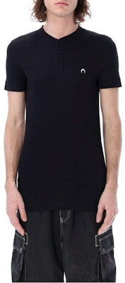 Marine Serre SS23 黑色純色休閒POLO衫 T364SS23MCO002100 Buy Marine Serre SS23 黑色純色休閒POLO衫 T364SS23MCO002100