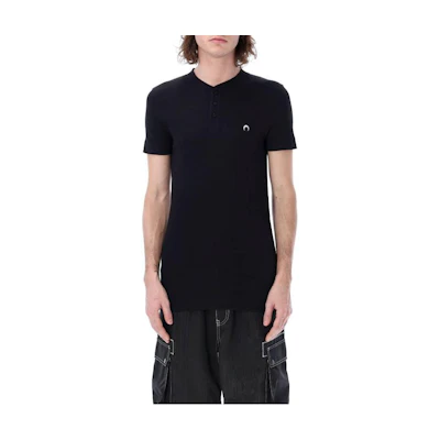 Marine Serre SS23 Black Solid Color Casual Polo Shirt T364SS23MCO002100