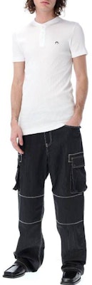 Marine Serre SS23 純色休閒白色Polo衫 T364SS23MCO002101 Shop Marine Serre SS23 純色休閒白色Polo衫 T364SS23MCO002101