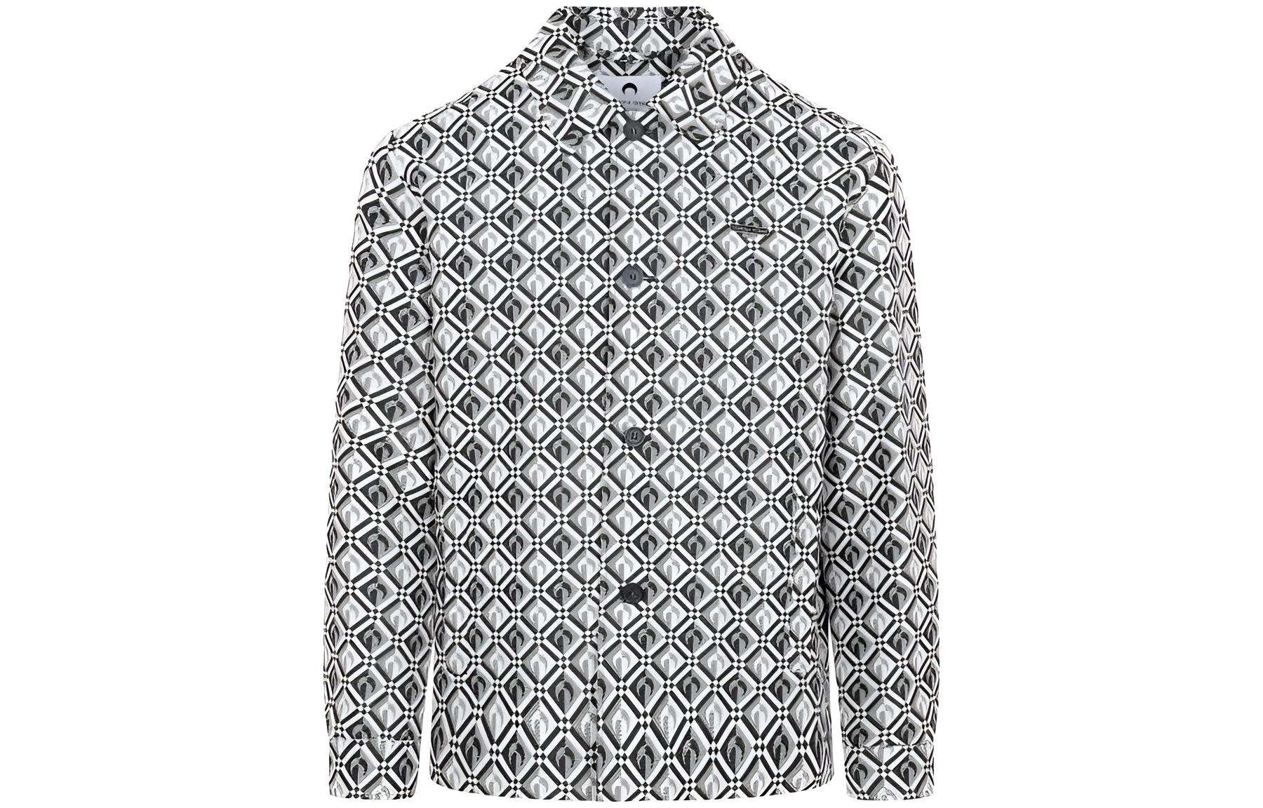 Marine Serre SS23 Black Jacquard Diamond Pattern Long Sleeve Jacket J094SS23MWOTCO0019