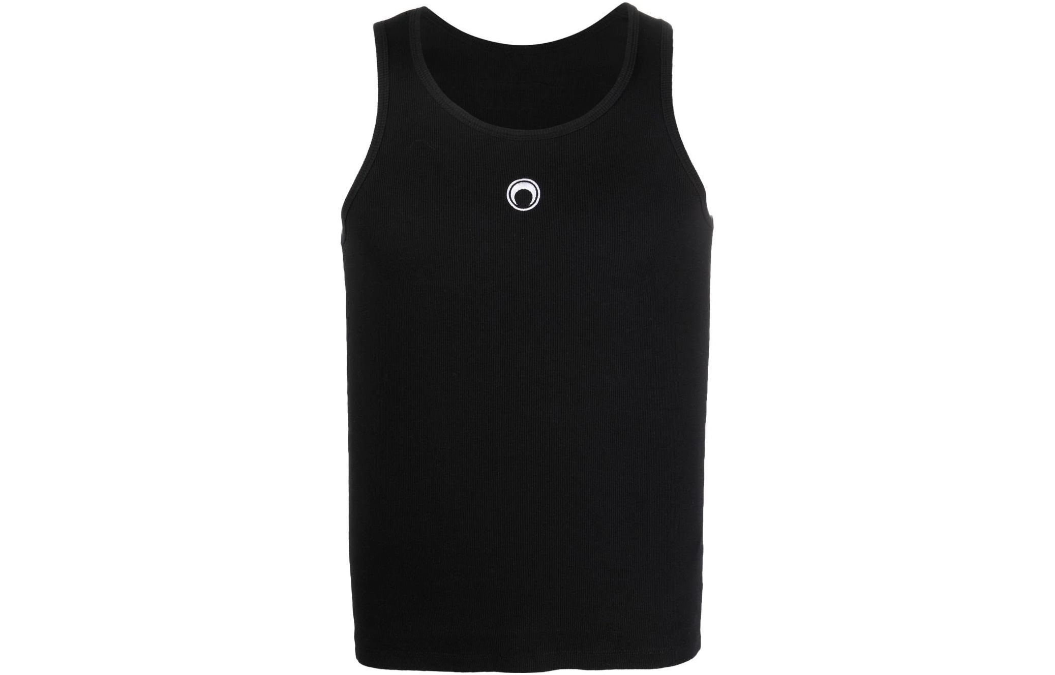Marine Serre SS23 Black Logo Embroidered Tank Top T369SS23MCO002200