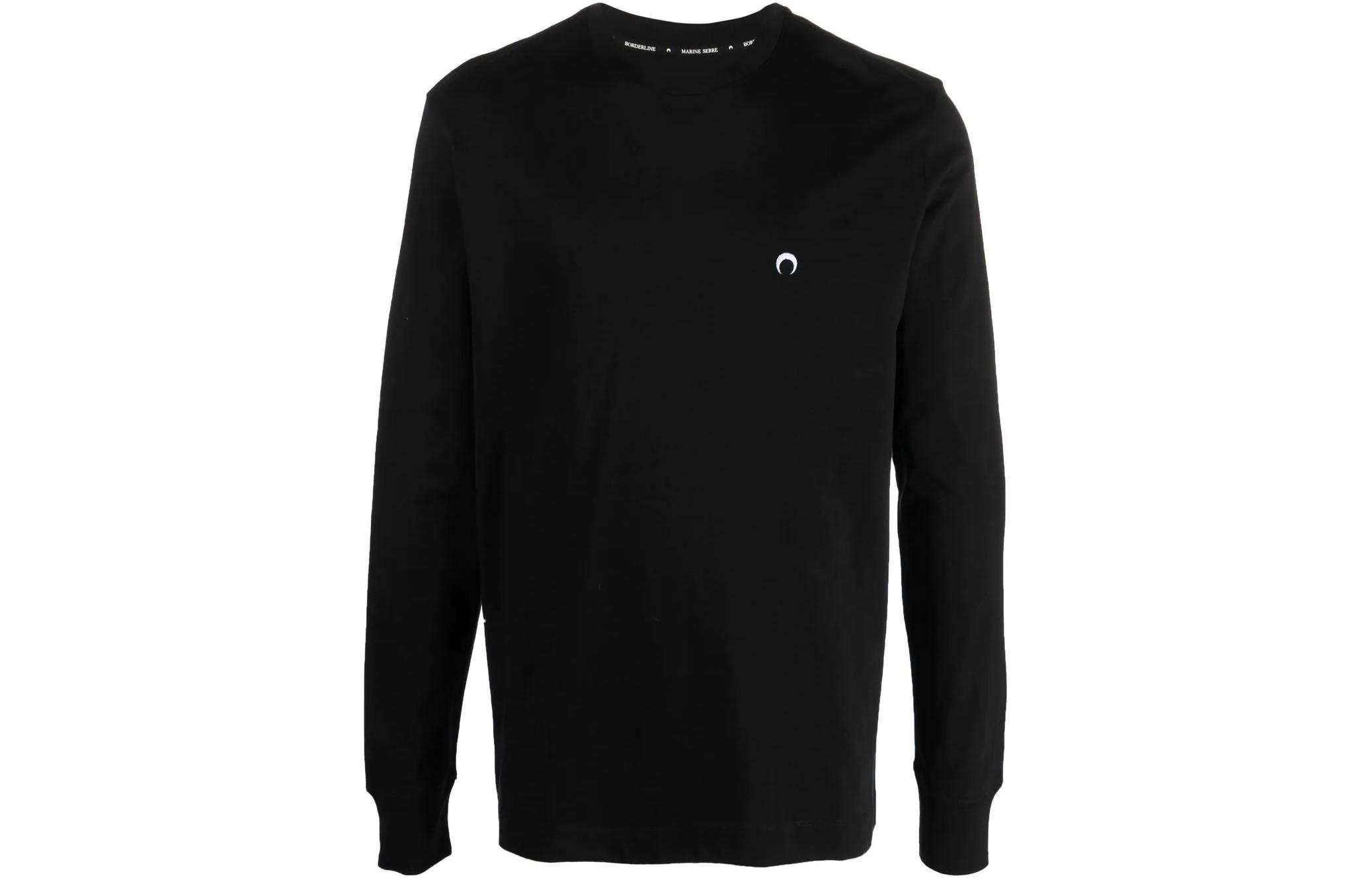 Marine Serre SS23 Black Long Sleeve Crewneck Pullover Tee T281SS23MCO002100