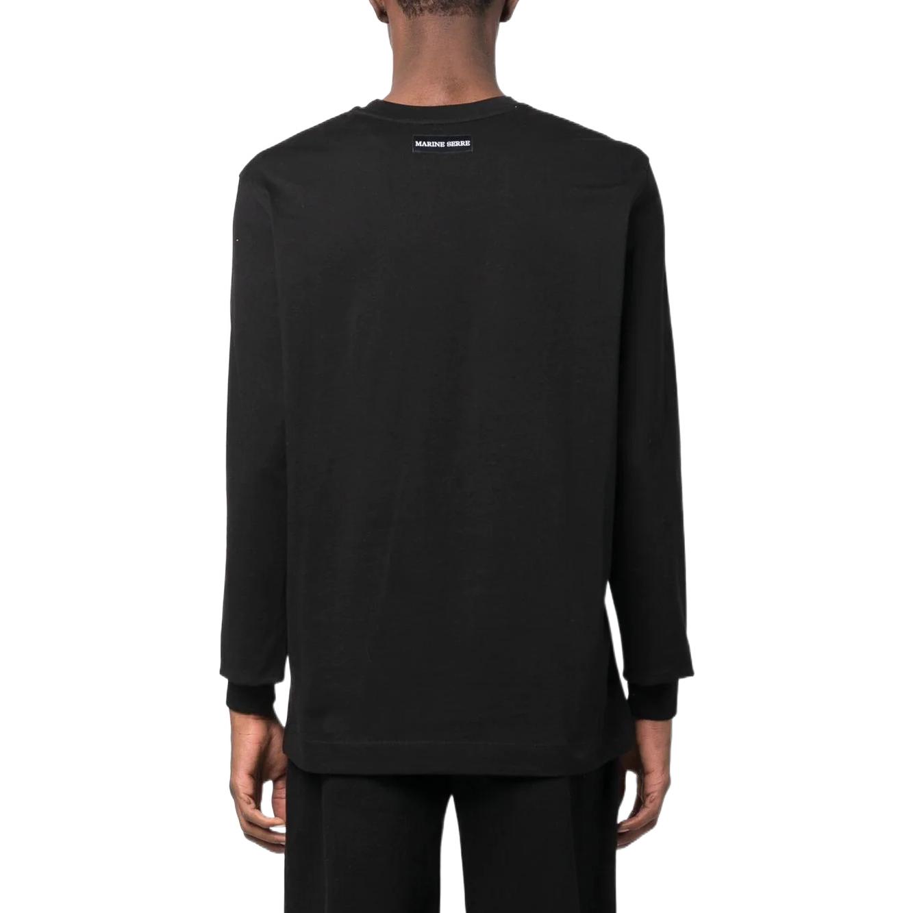 Shop Marine Serre SS23 黑色長袖圓領套頭T恤 T281SS23MCO002100