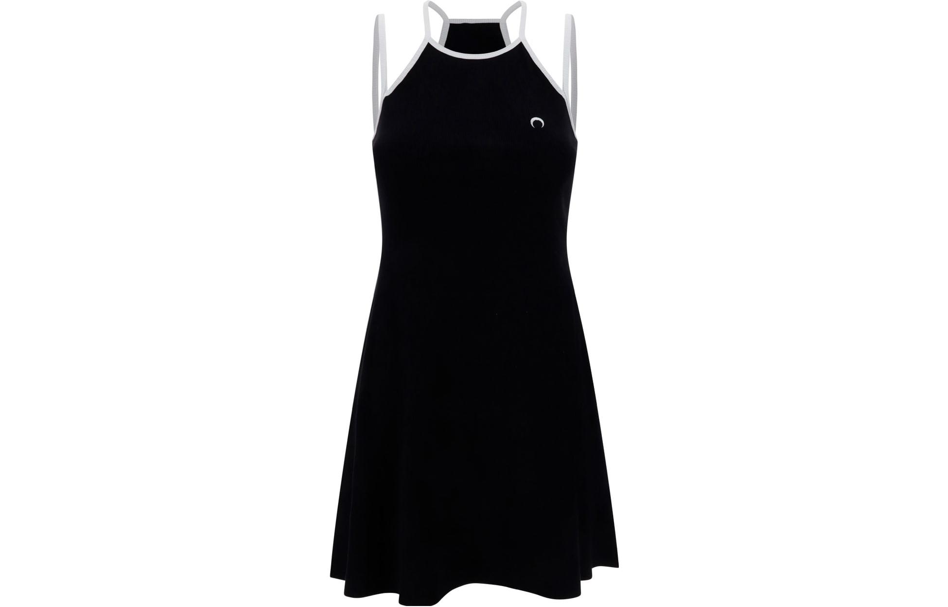 Marine Serre SS23 Logo Sleeveless Bodycon Dress Black D195SS23WJERCO002200