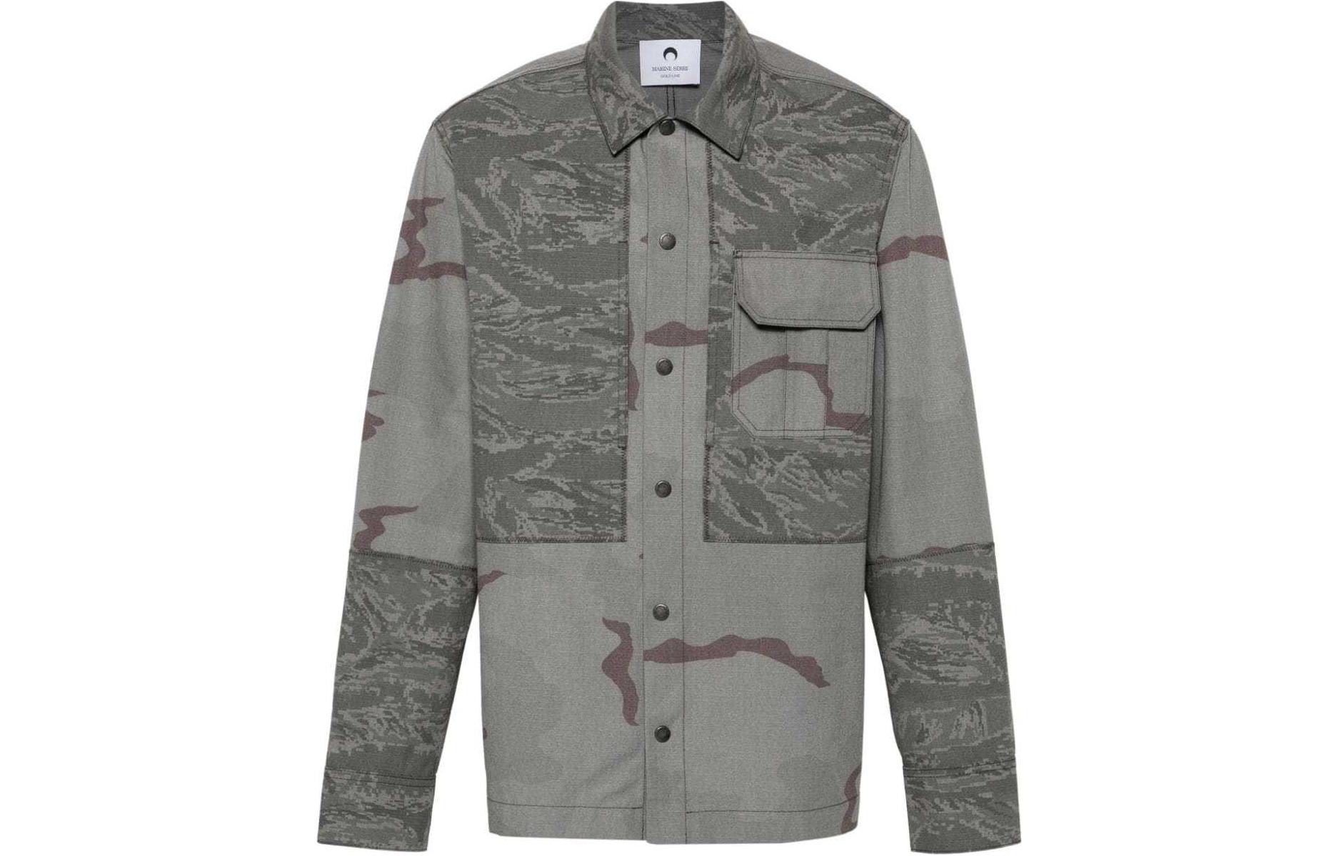 Marine Serre SS24 Camo Button-Up Collar Jacket Gray - MSI029DWOV0017-GREY
