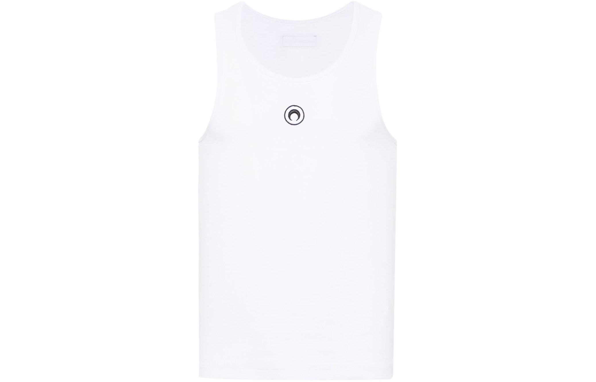 Marine Serre SS24 Graphic Print Sleeveless White Tank Top for Men. MTT081CJER0011-WHITE