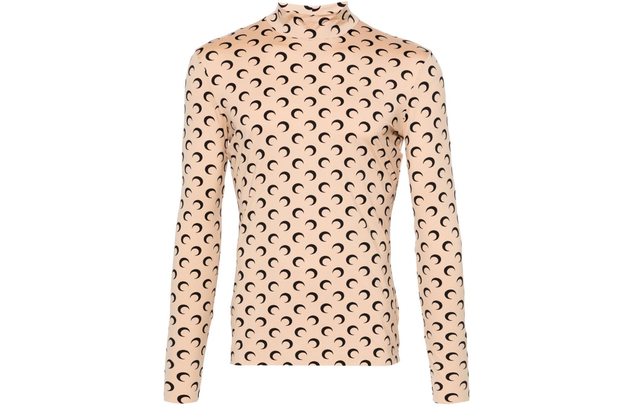 Marine Serre SS24 Pattern Print High-Neck Sweatshirt Beige Pullover MTS002CJER0001TA10-BEIGE