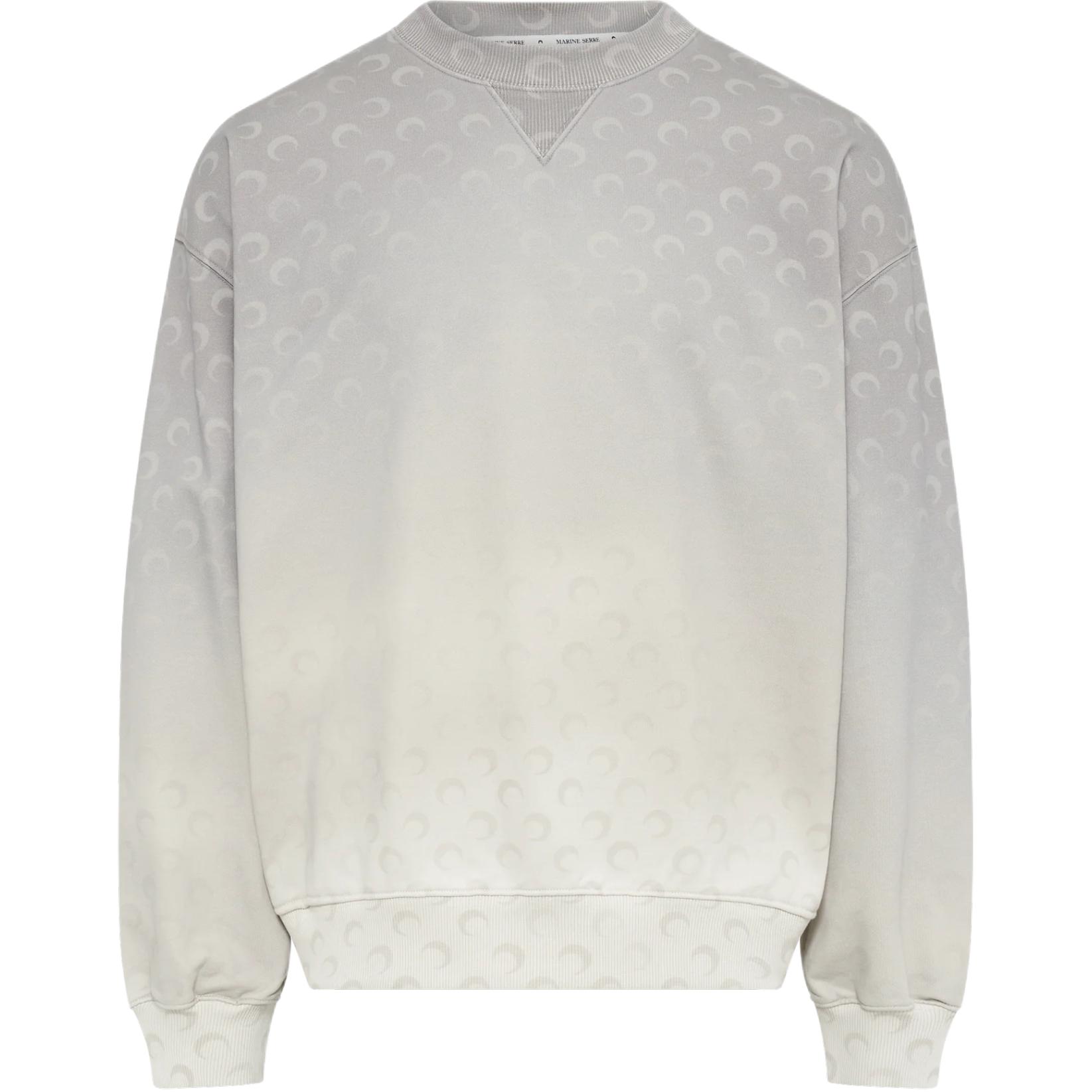 Marine Serre SS25 All-Over Logo Loose Pullover Crewneck Sweatshirt Unisex. UST022ACJER0073-GR50