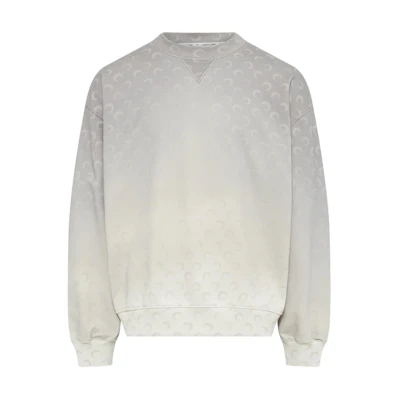 Marine Serre SS25 All-Over Logo Loose Pullover Crewneck Sweatshirt Unisex. UST022ACJER0073-GR50