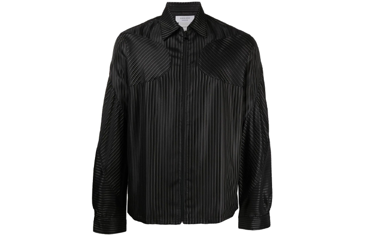 Marine Serre Striped Print Shirt Jacket Black T077SS21MWOTPL000100
