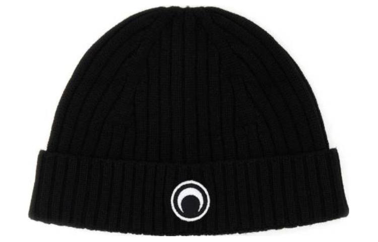 Marine Serre Unisex Wool Knit Beanie Black - Warm Solid Color Hat UHG012CKNI0033BK99