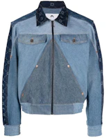 Marine Serre Zip-Up Patchwork Jacket Blue Long Sleeve Outerwear J105SS23MUDENCO06 Marine Serre Zip-Up Patchwork Jacket Blue Long Sleeve Outerwear J105SS23MUDENCO06