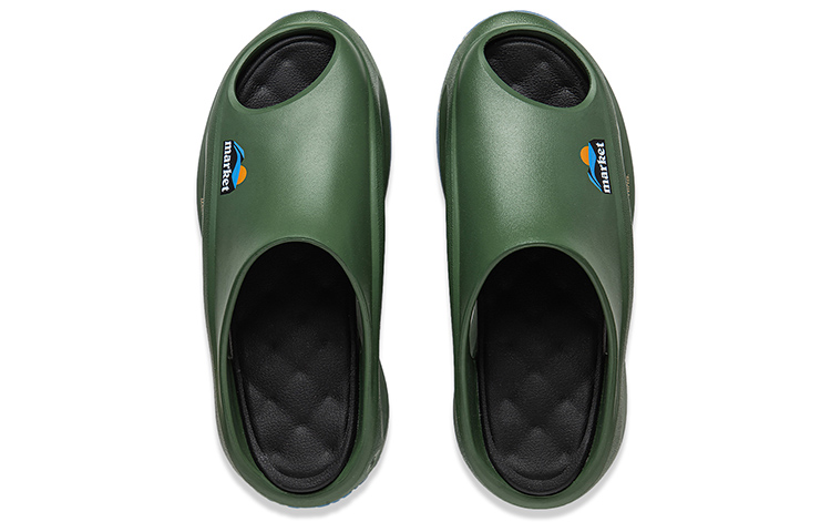 Shop MARKET x 中国李宁 云游Slay 水晶鞋底增高回彈 一字拖鞋 男女同款 園綠色