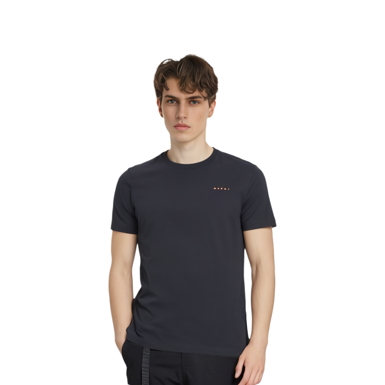 Shop MARNI 黑色字母印花短袖T恤 HUMU0198X1-UTCZ57-00B99