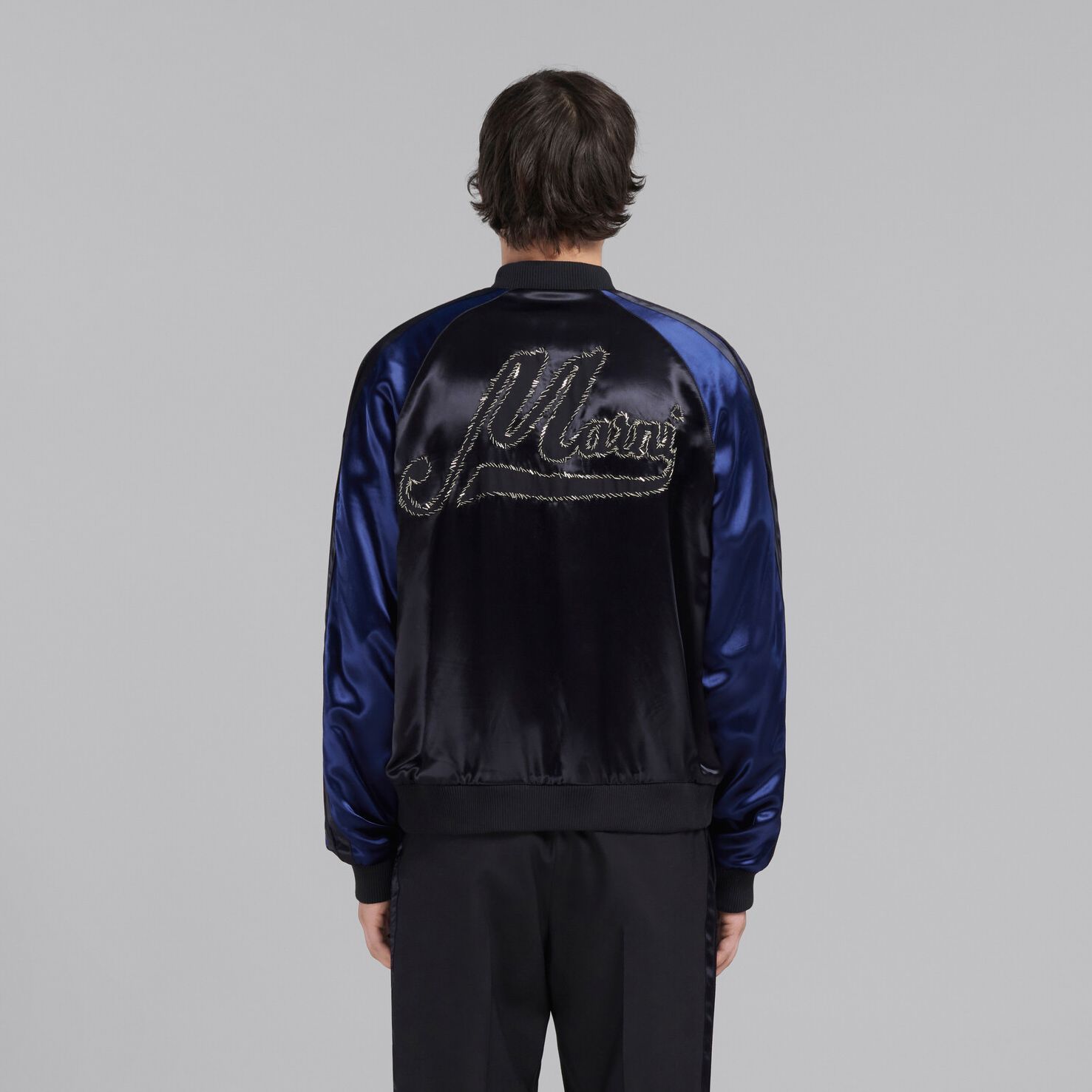 Shop MARNI Jaket Hitam Zip-Up dengan Poket Patchwork JUMU0154QSTV79200N99