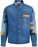 MARNI Blue Long Sleeve Jacket with Floral Embroidery and Colorblock Design CUJU0015L4USCW23SDB50 MARNI Blue Long Sleeve Jacket with Floral Embroidery and Colorblock Design CUJU0015L4USCW23SDB50