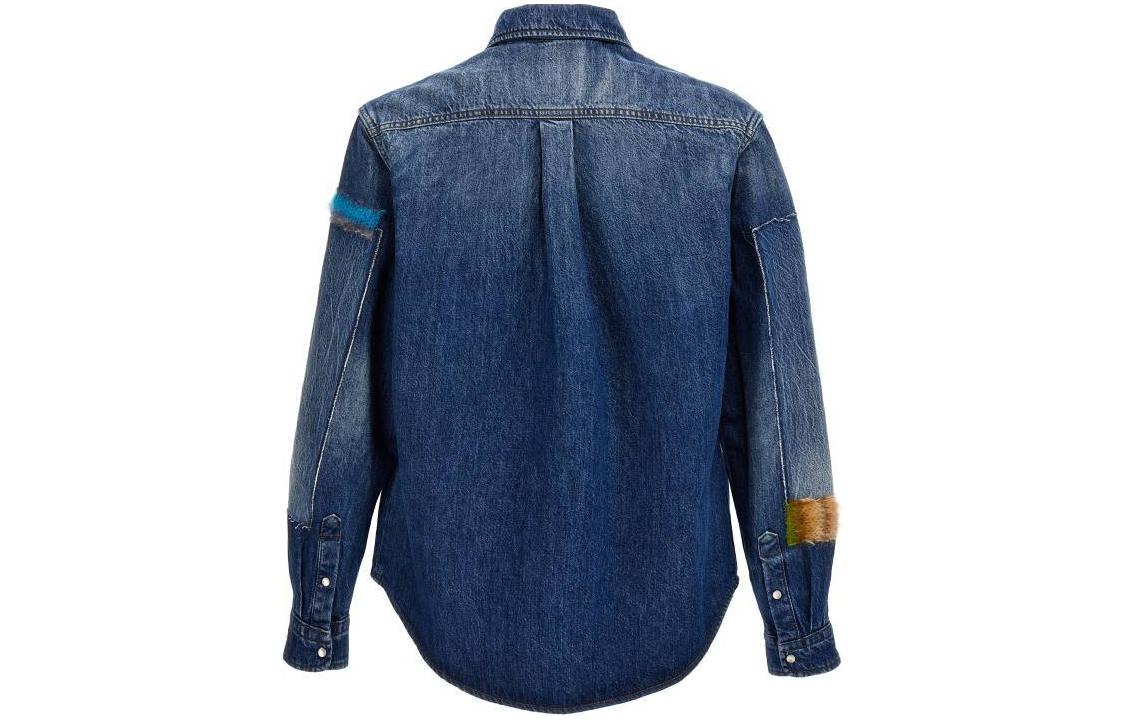 Lookbook MARNI 藍色長袖外套，花卉刺繡搭配拼色設計 CUJU0015L4USCW23SDB50