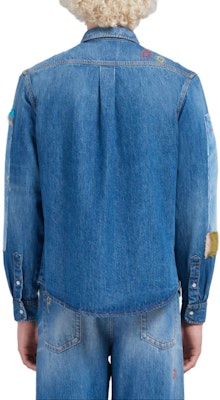 MARNI Blue Long Sleeve Jacket with Floral Embroidery and Colorblock Design CUJU0015L4USCW23SDB50 Purchase MARNI Blue Long Sleeve Jacket with Floral Embroidery and Colorblock Design CUJU0015L4USCW23SDB50