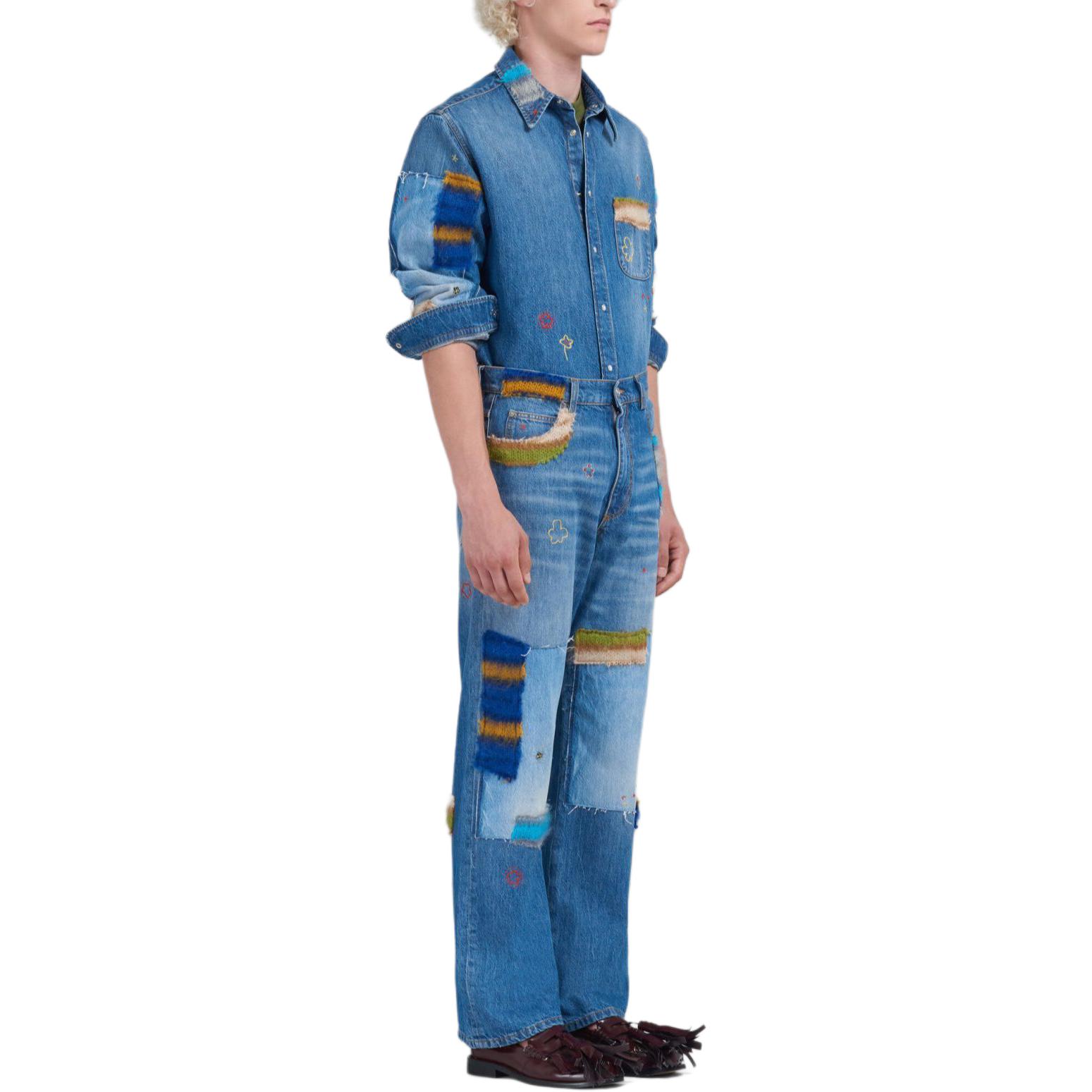 Details for MARNI 藍色長袖外套，花卉刺繡搭配拼色設計 CUJU0015L4USCW23SDB50